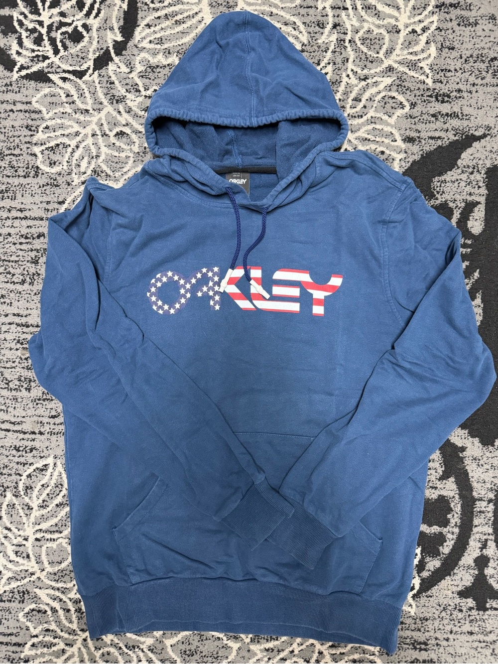 Oakley Navy Blue Hoodie with American Flag Logo